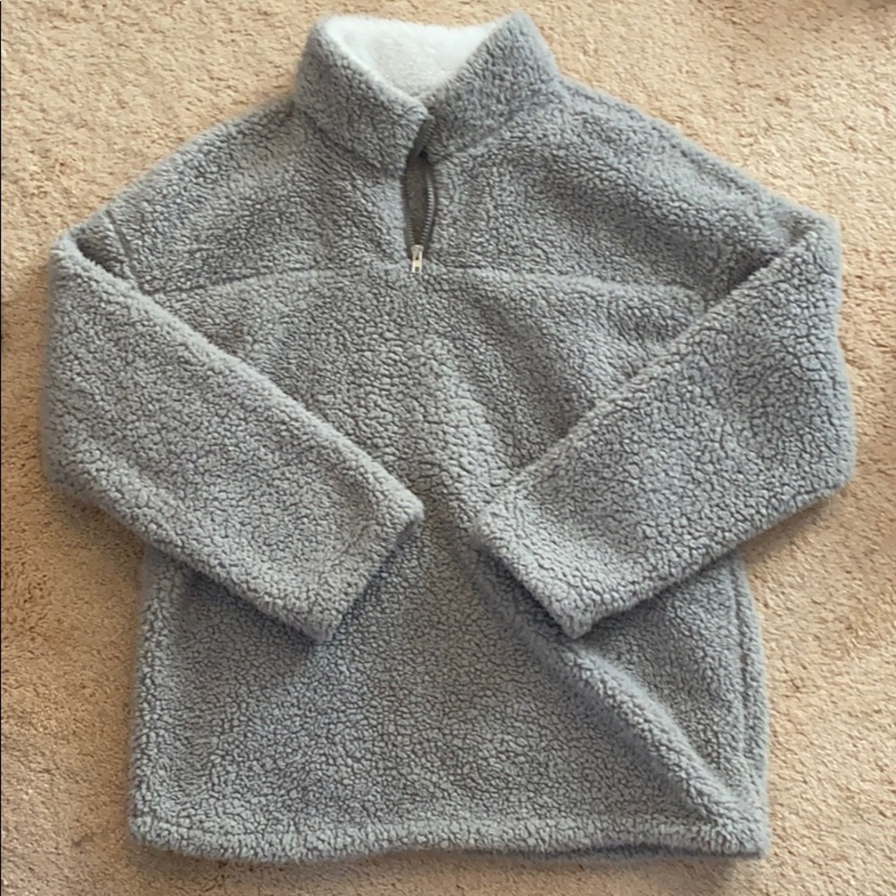 Very fluffy grey quarter zip
